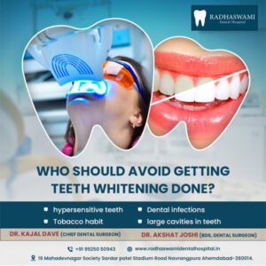 Teeth whitening precautions – who should avoid it, by Radhaswami Dental Clinic in Ahmedabad